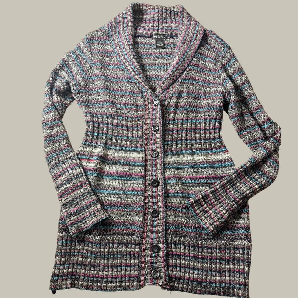 Wet Seal Babydoll Wool Blend Shawl Collar Cardigan Y2K Preppy Indie Sleeze 90s